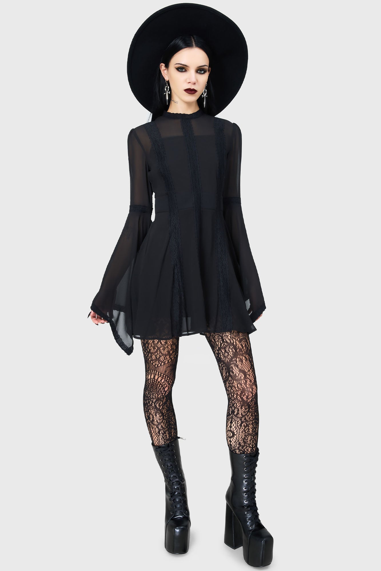 Begone Long Sleeve Mini Dress BLACK