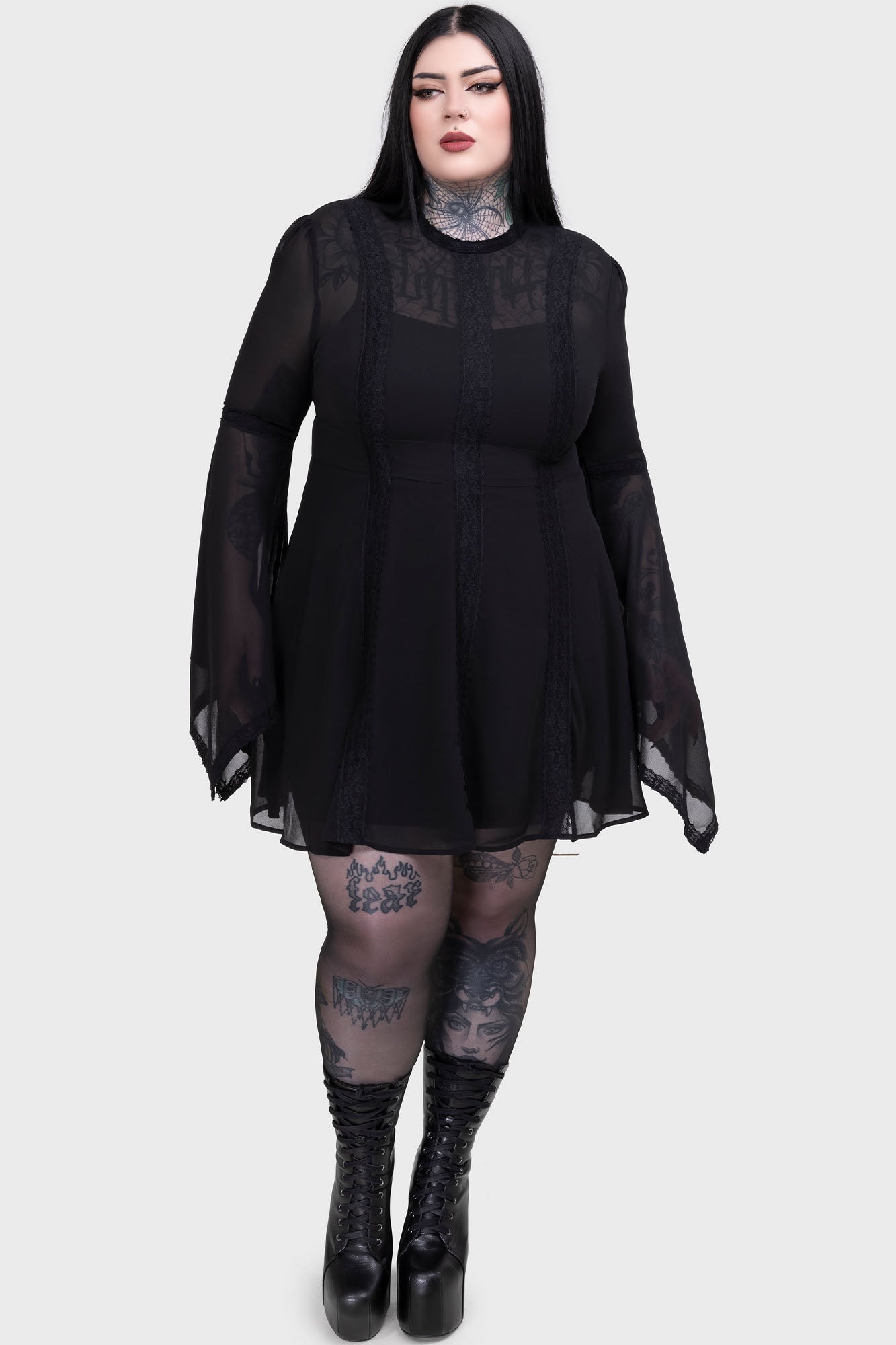 Begone Long Sleeve Mini Dress BLACK