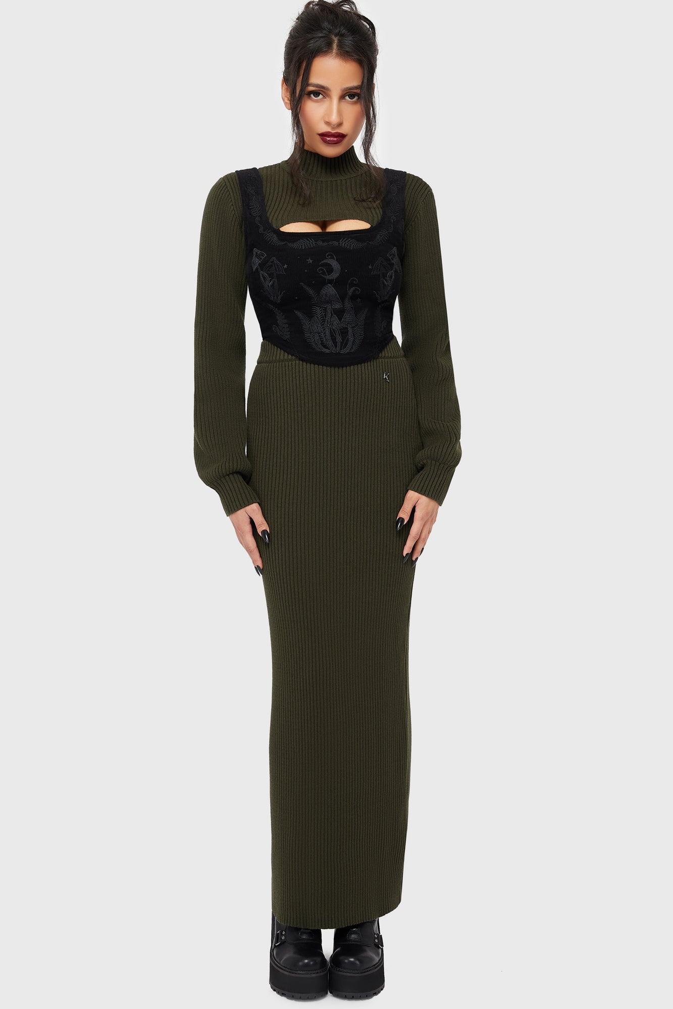 Belinda's Woe Maxi Skirt Khaki