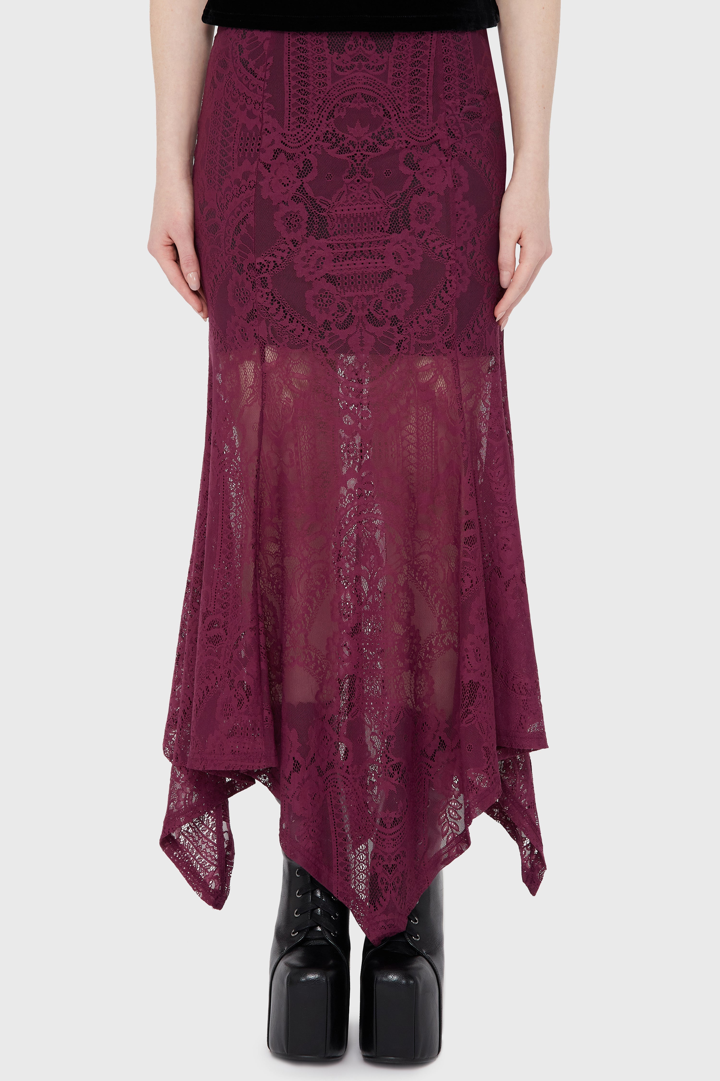 Belladonna Lace Maxi Skirt Plum