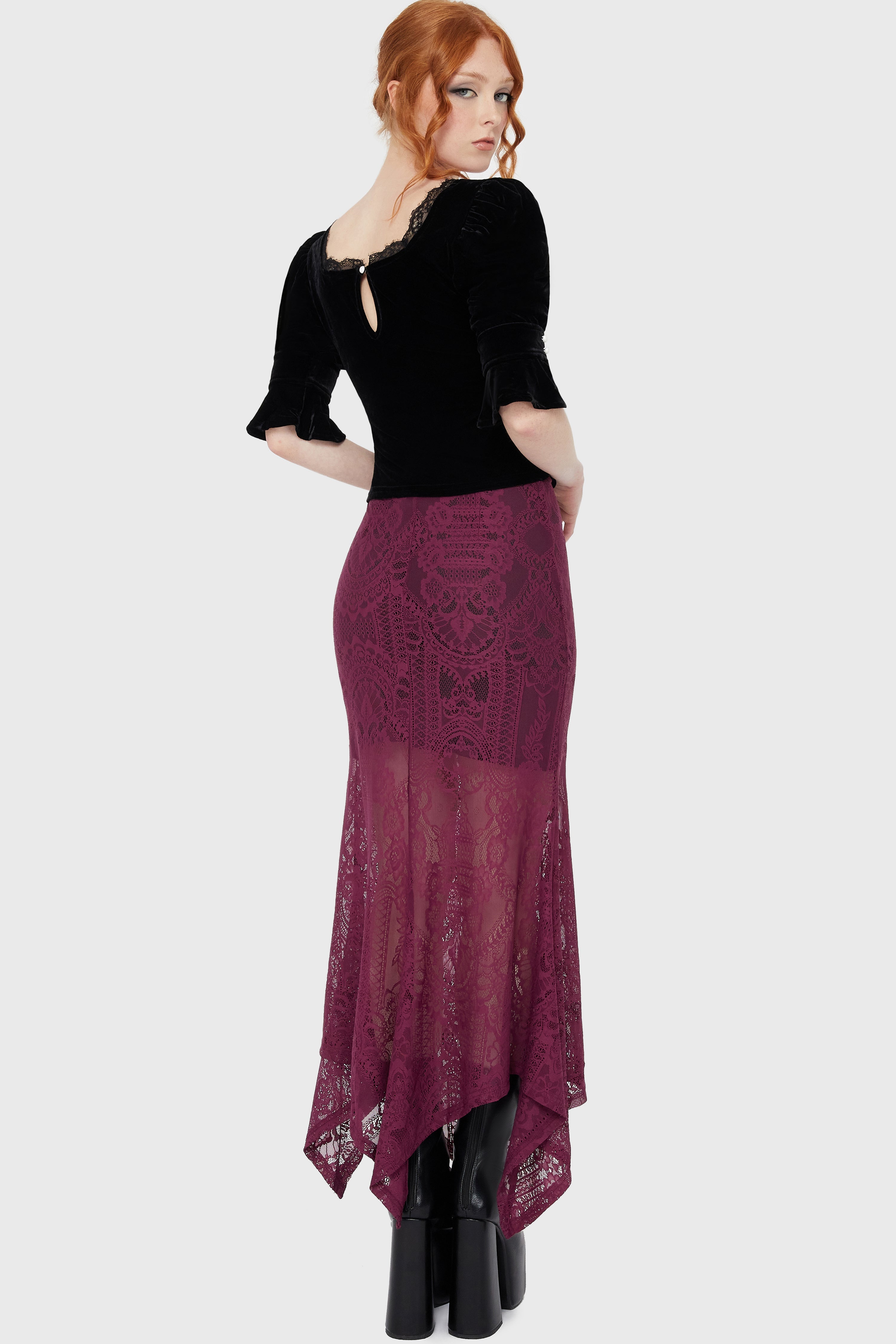 Belladonna Lace Maxi Skirt Plum