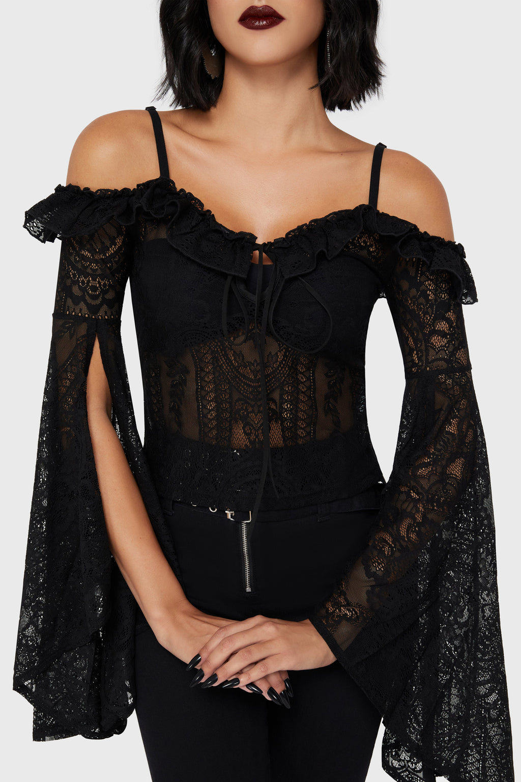 Breathless Lace Bardot Top B