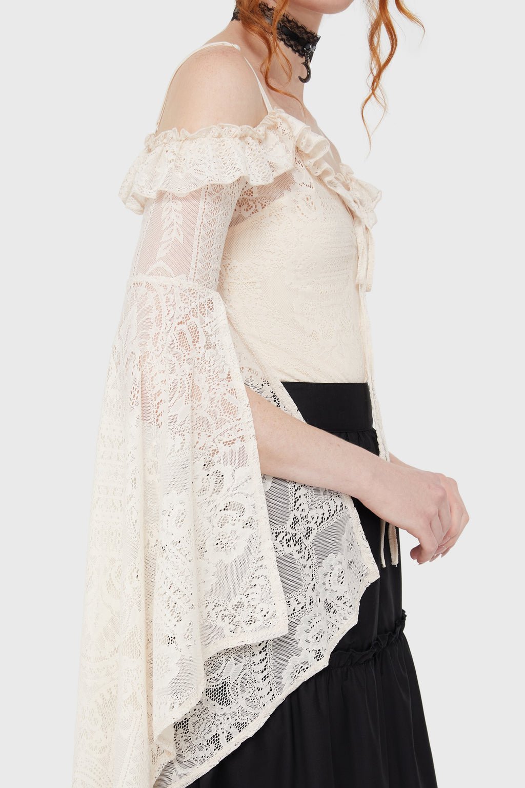 Breathless Lace Bardot Top IVORY