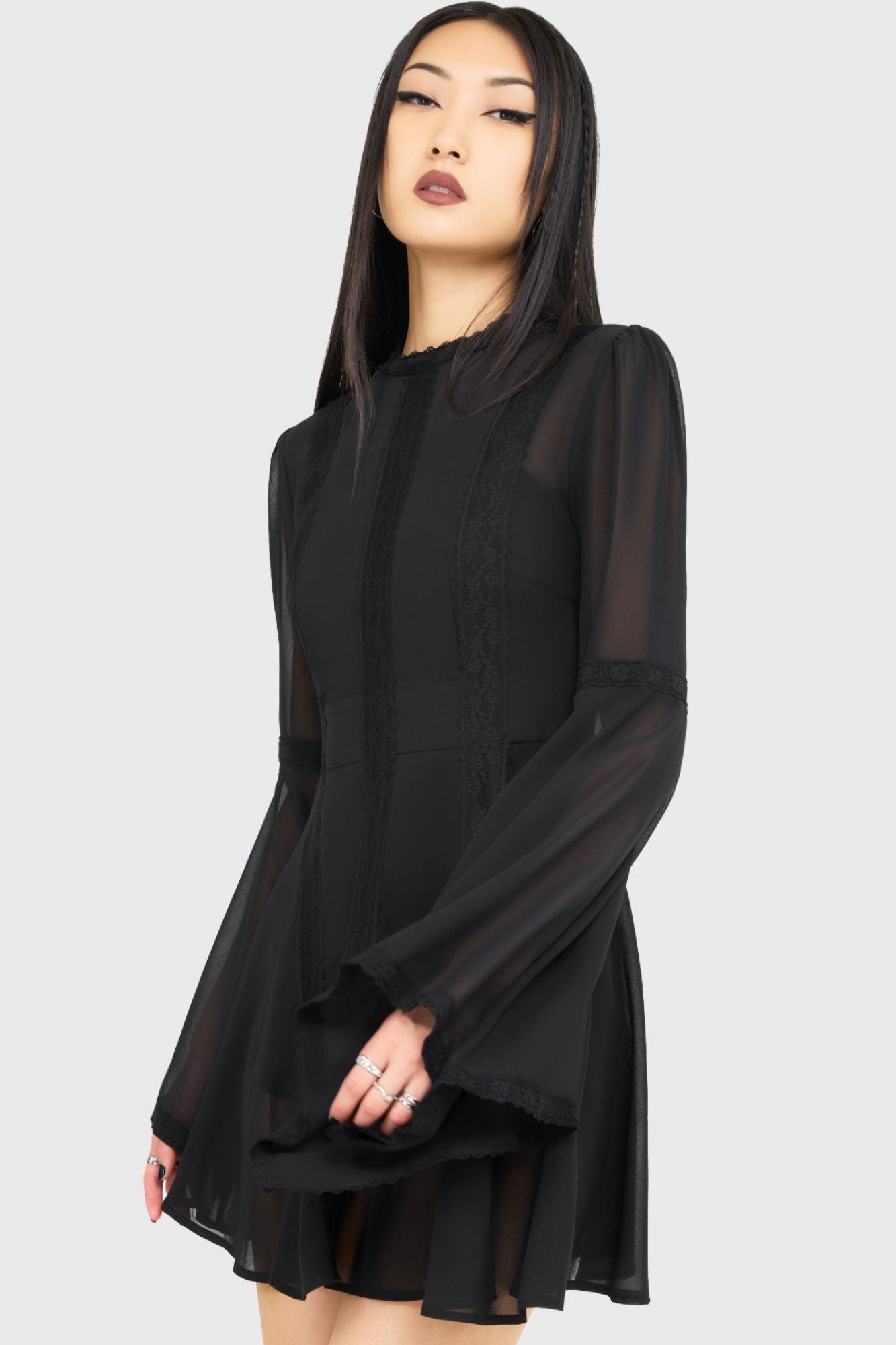 Begone Long Sleeve Mini Dress BLACK
