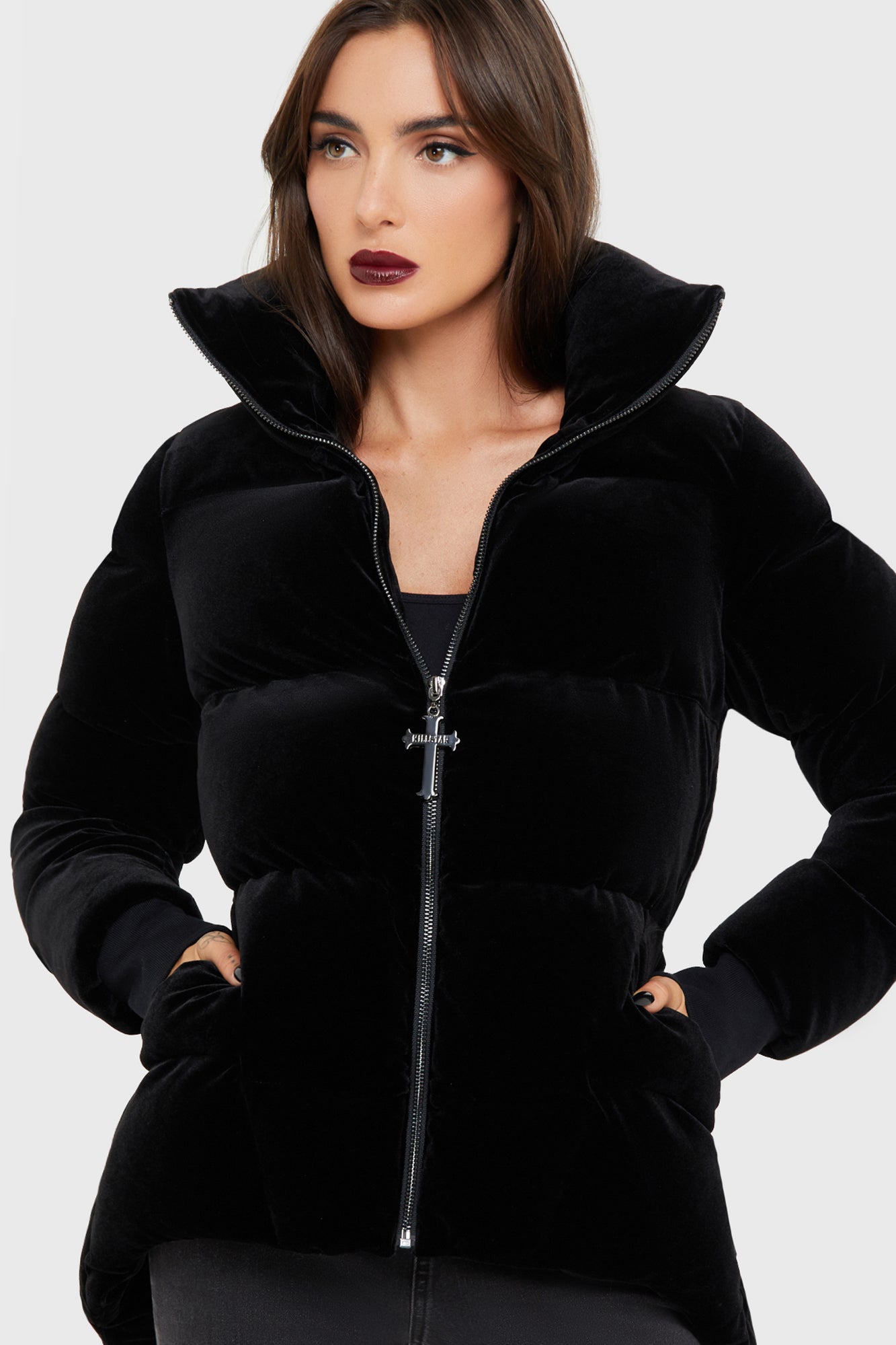 Deadliest Nightvelvet Puffer Coat BLACK