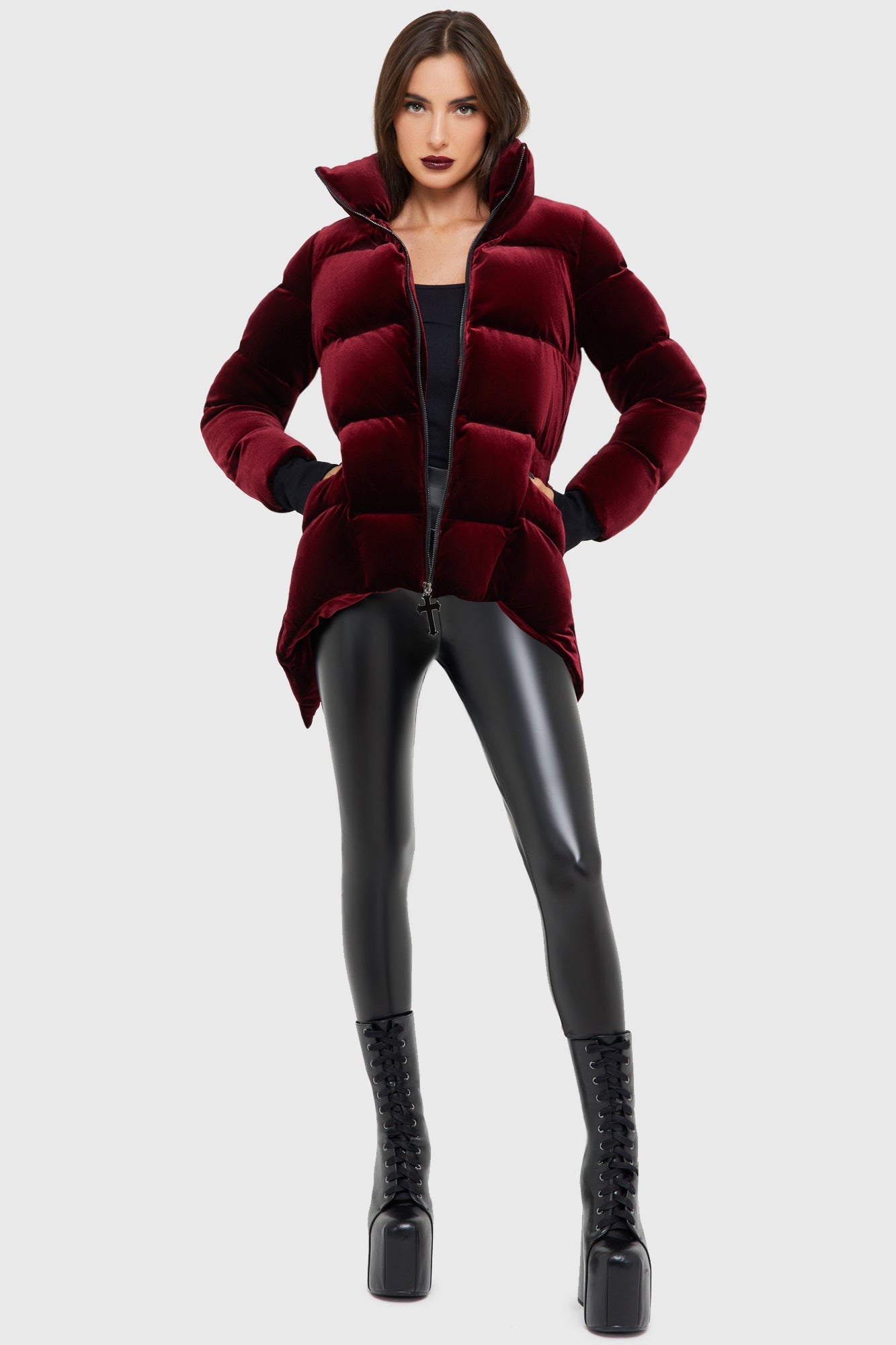 Deadliest Nightvelvet Puffer Coat RED