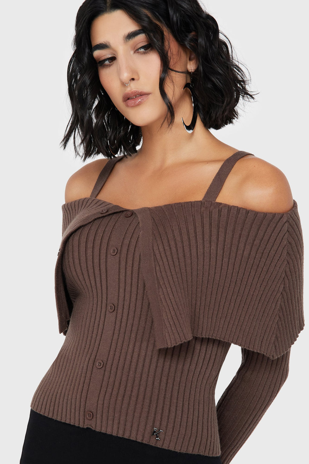 Dusk Empress Knit Top Brown