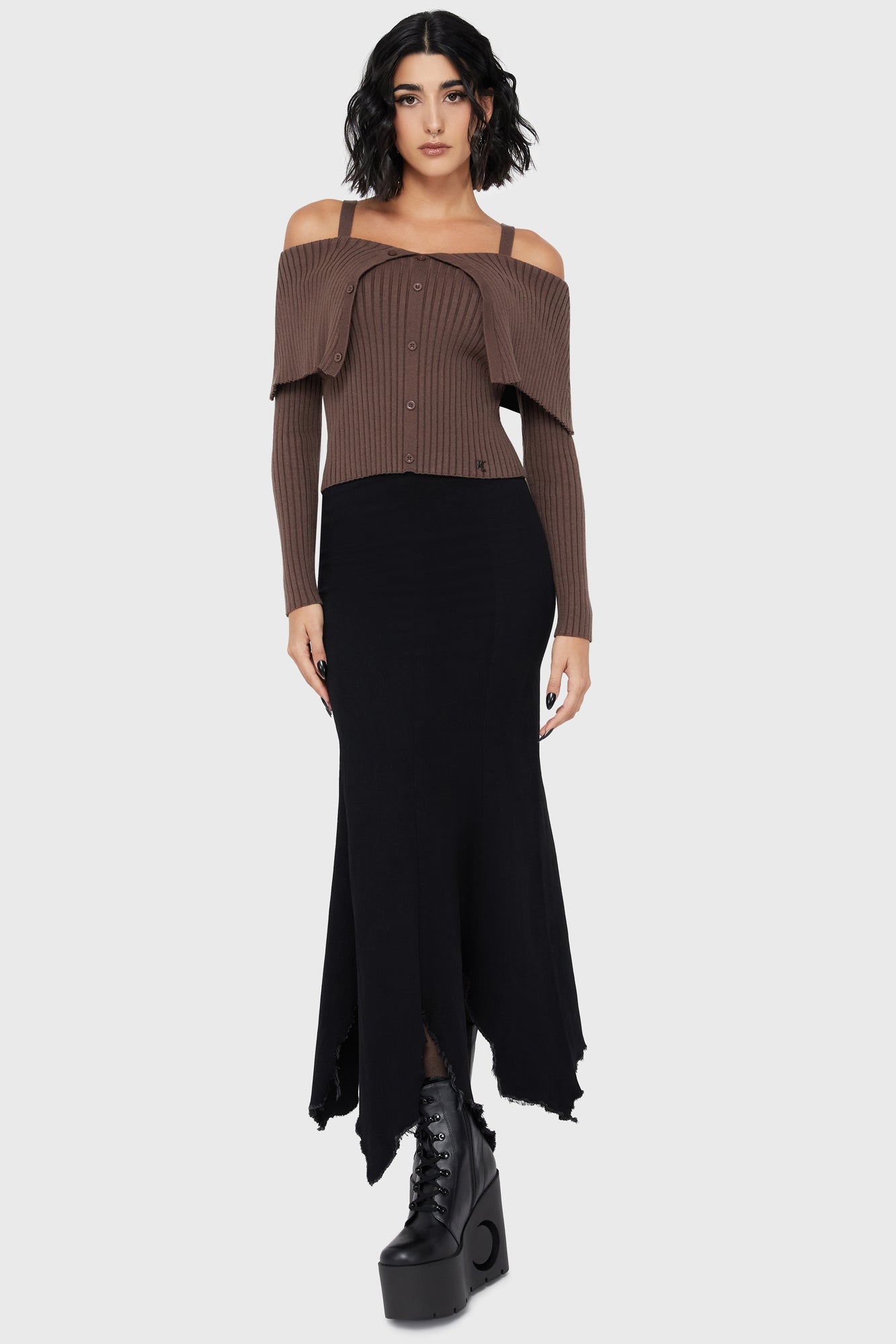 Dusk Empress Knit Top Brown