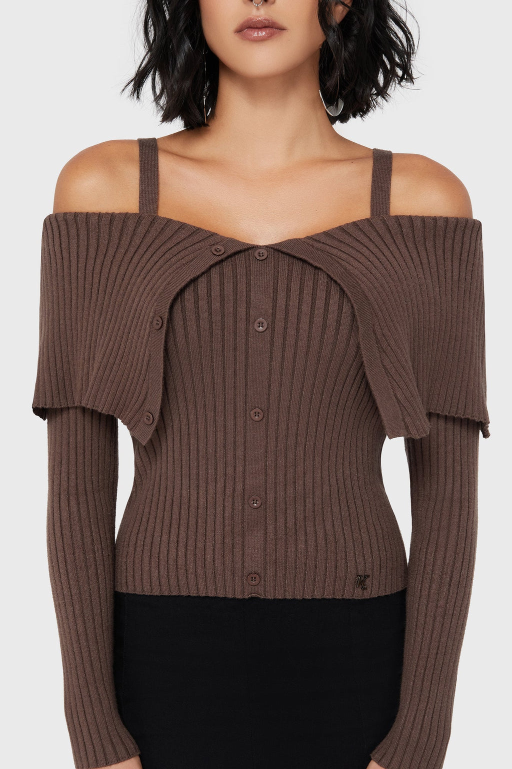 Dusk Empress Knit Top Brown