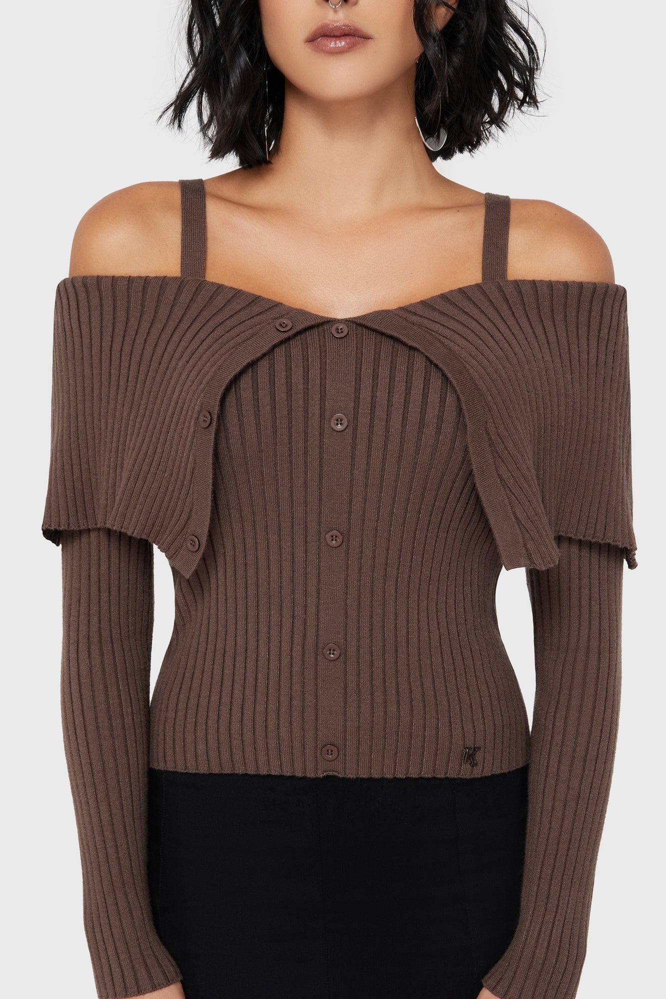 Dusk Empress Knit Top Brown