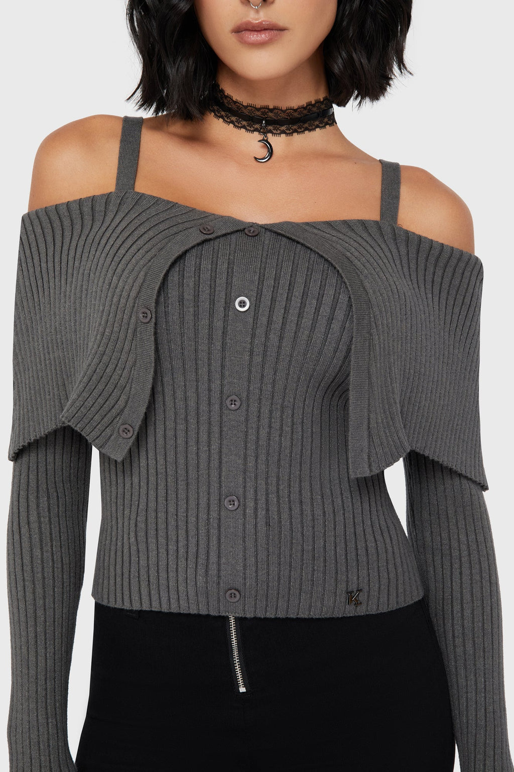 Dusk Empress Knit Top Grey