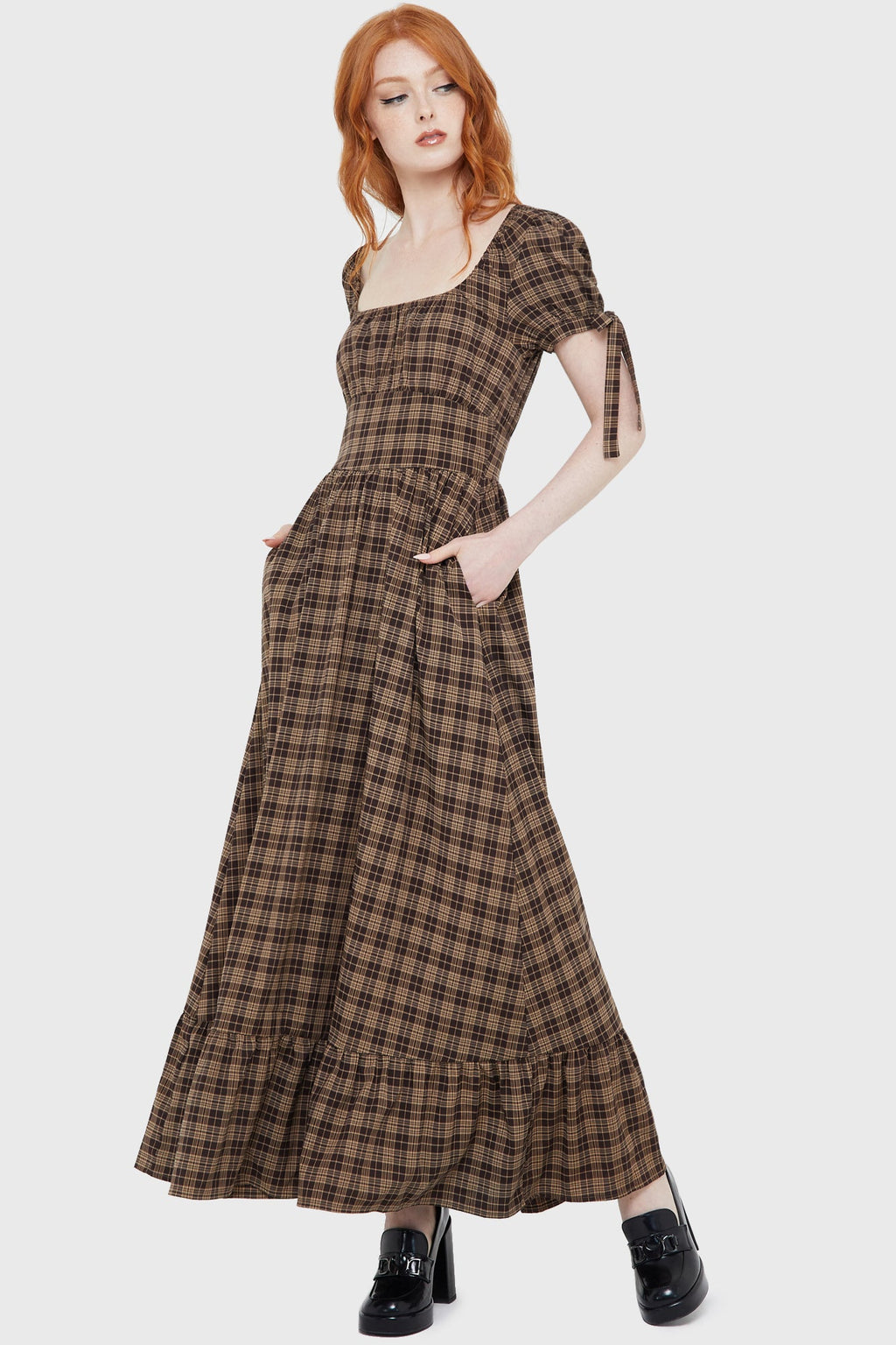 Grim Gretchen Dress BROWN TARTAN