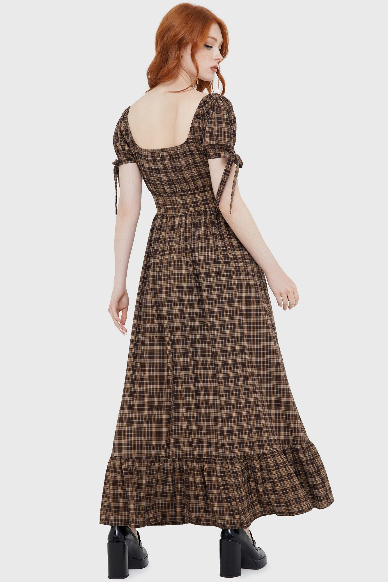 Grim Gretchen Dress BROWN TARTAN