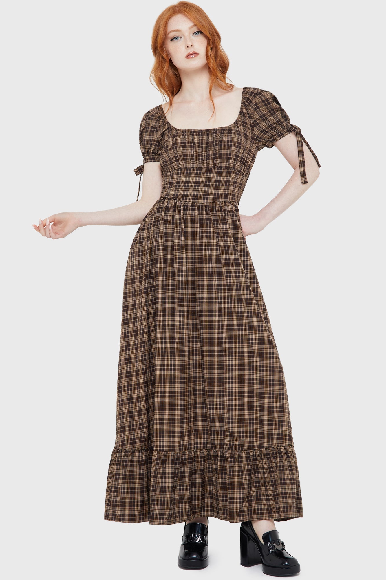 Grim Gretchen Dress BROWN TARTAN