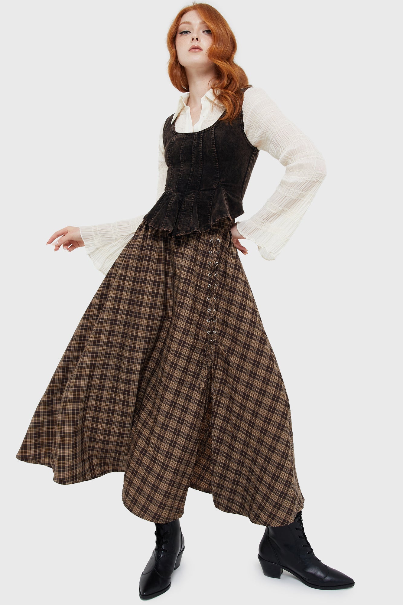 Haven Hollow Skirt BROWN TARTAN