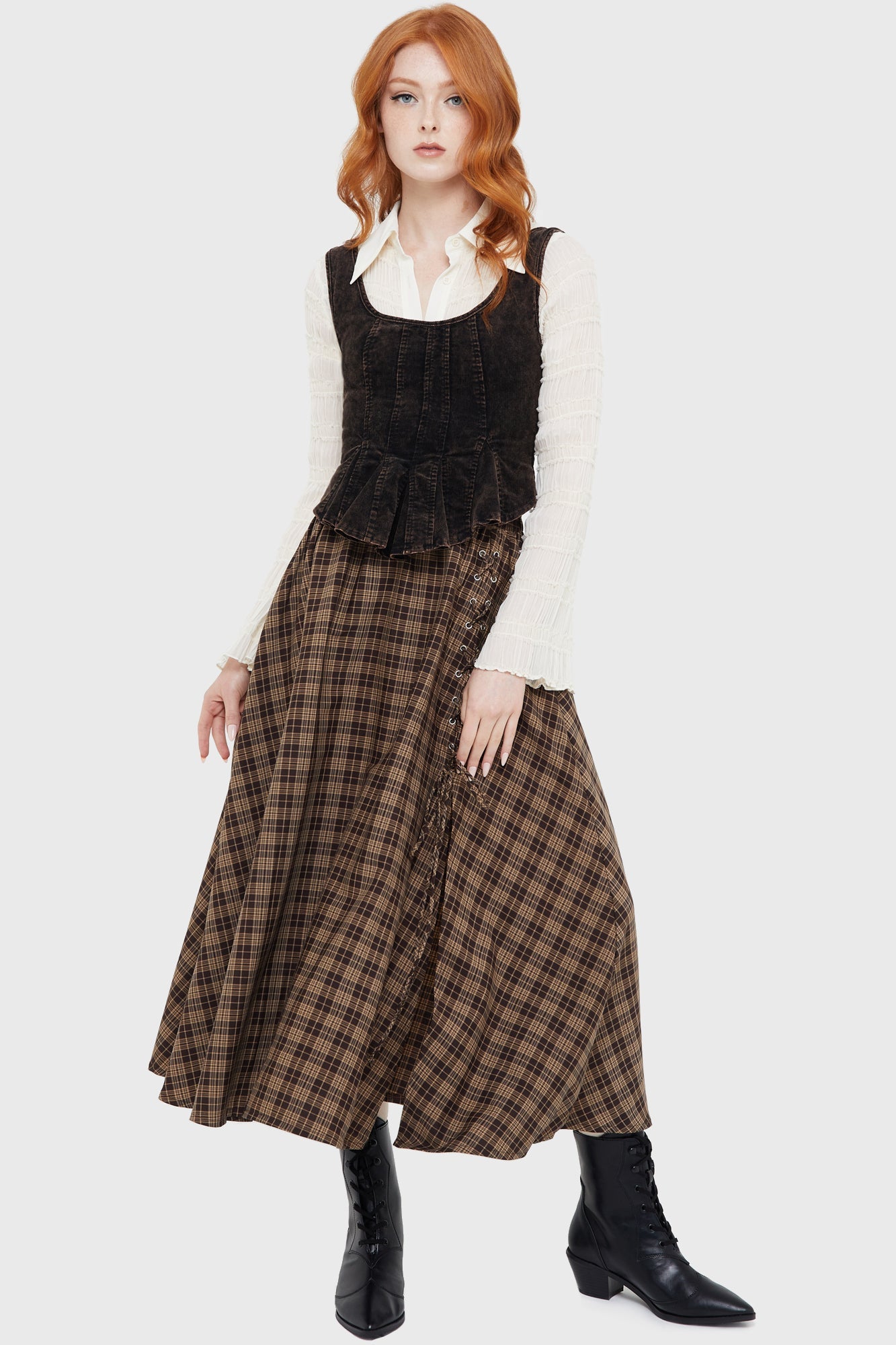 Haven Hollow Skirt BROWN TARTAN