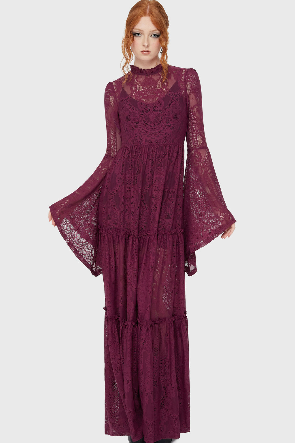 Hecate Lace Maxi Dress Plum