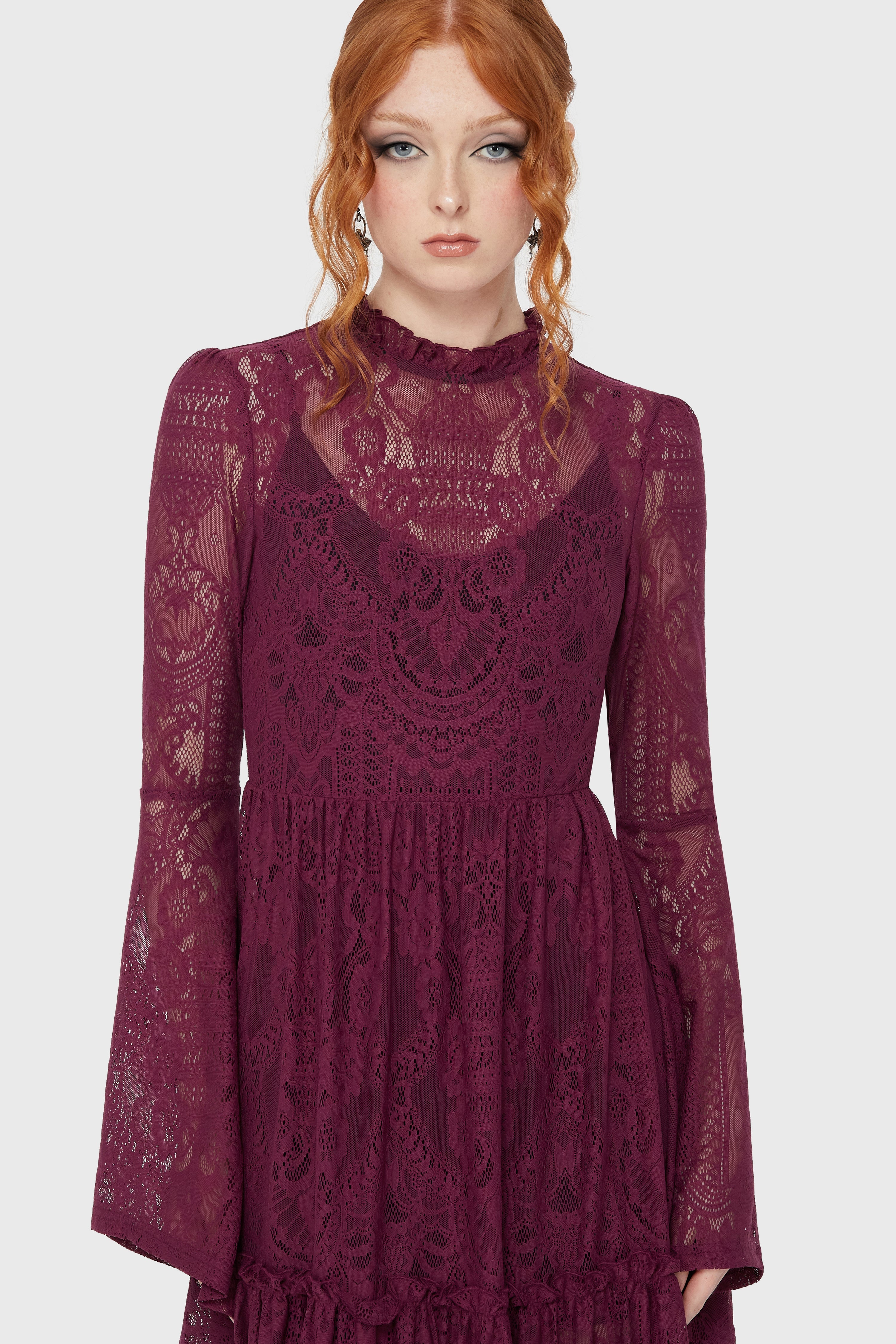 Hecate Lace Maxi Dress Plum