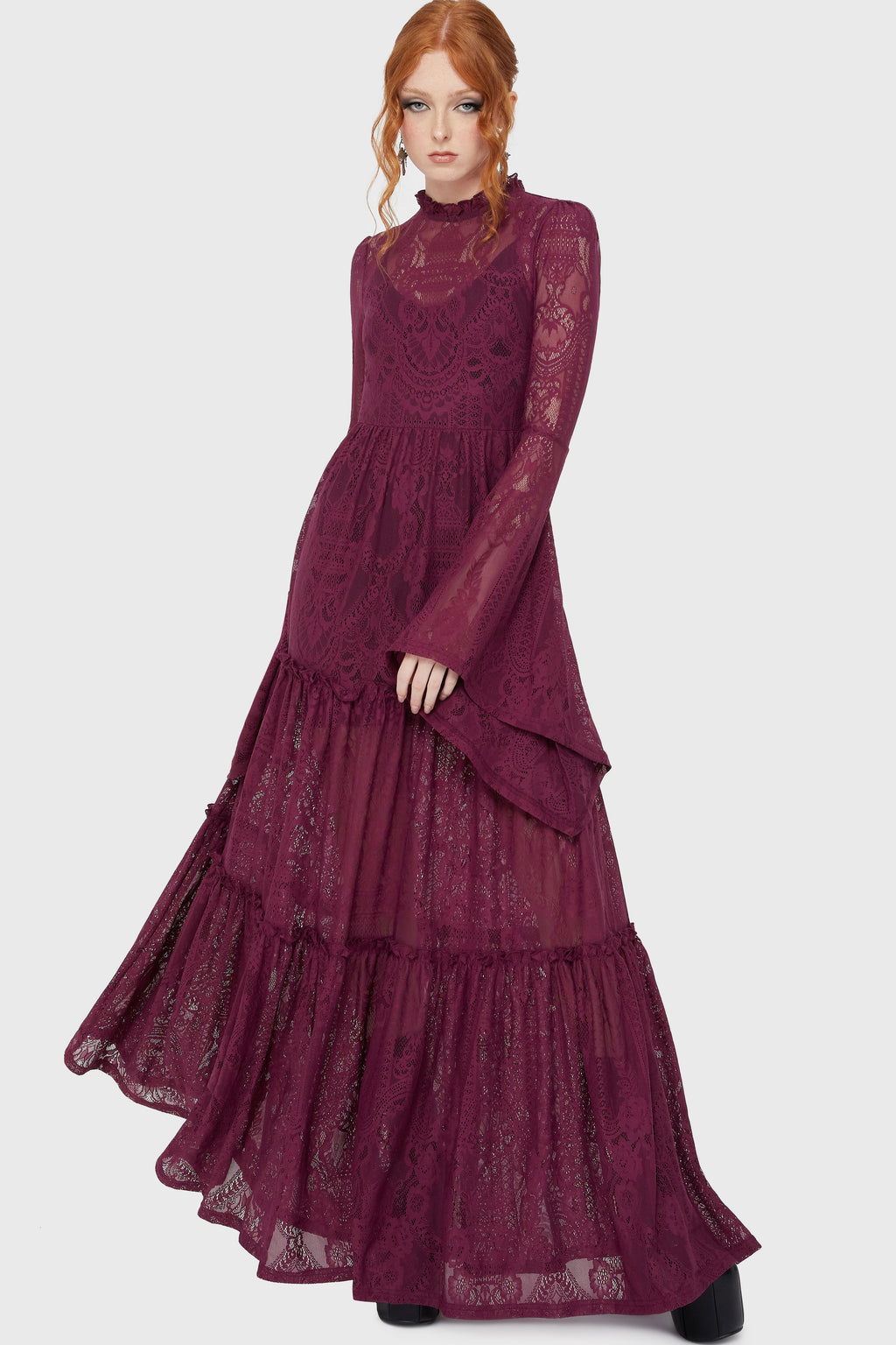 Hecate Lace Maxi Dress Plum
