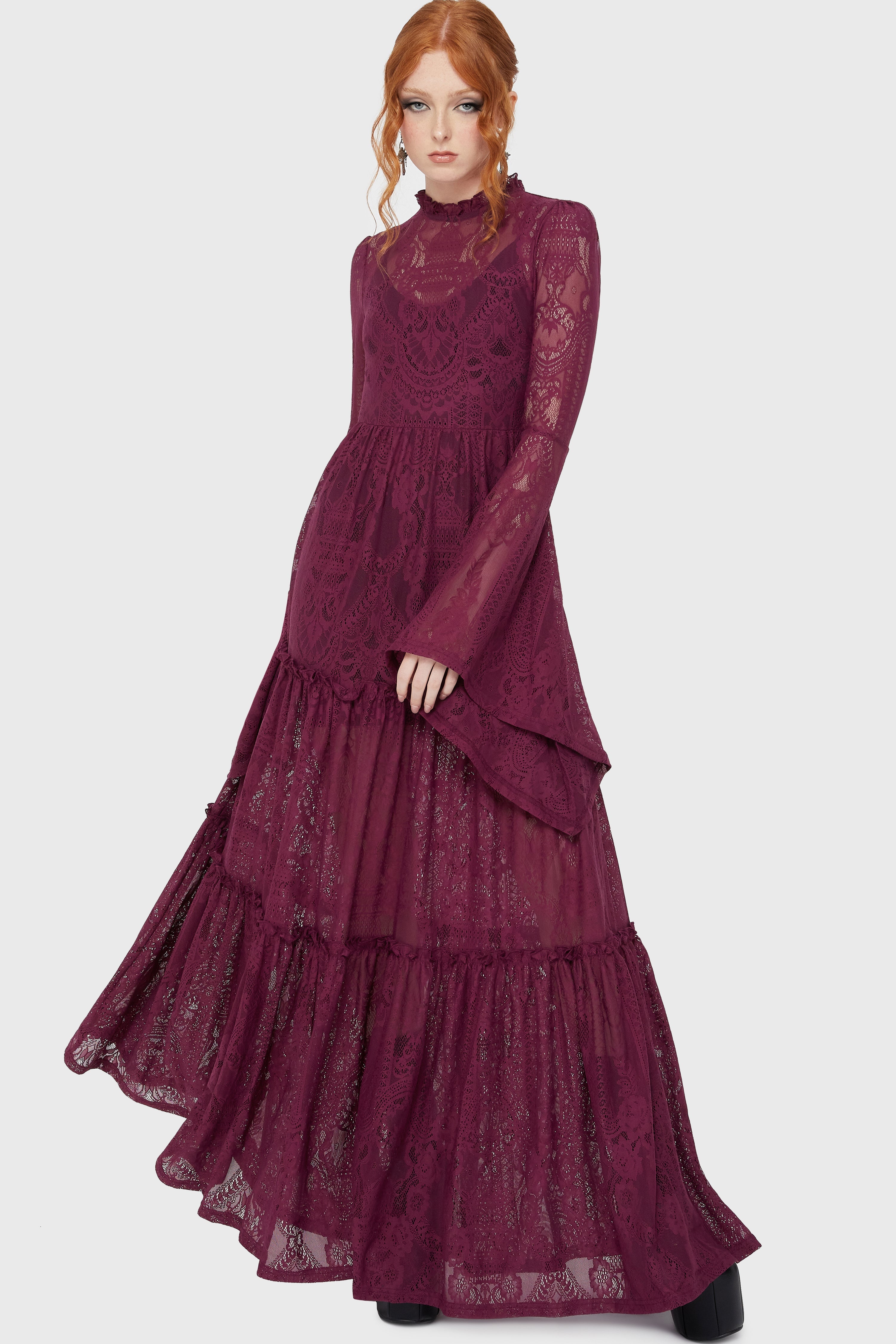 Hecate Lace Maxi Dress Plum