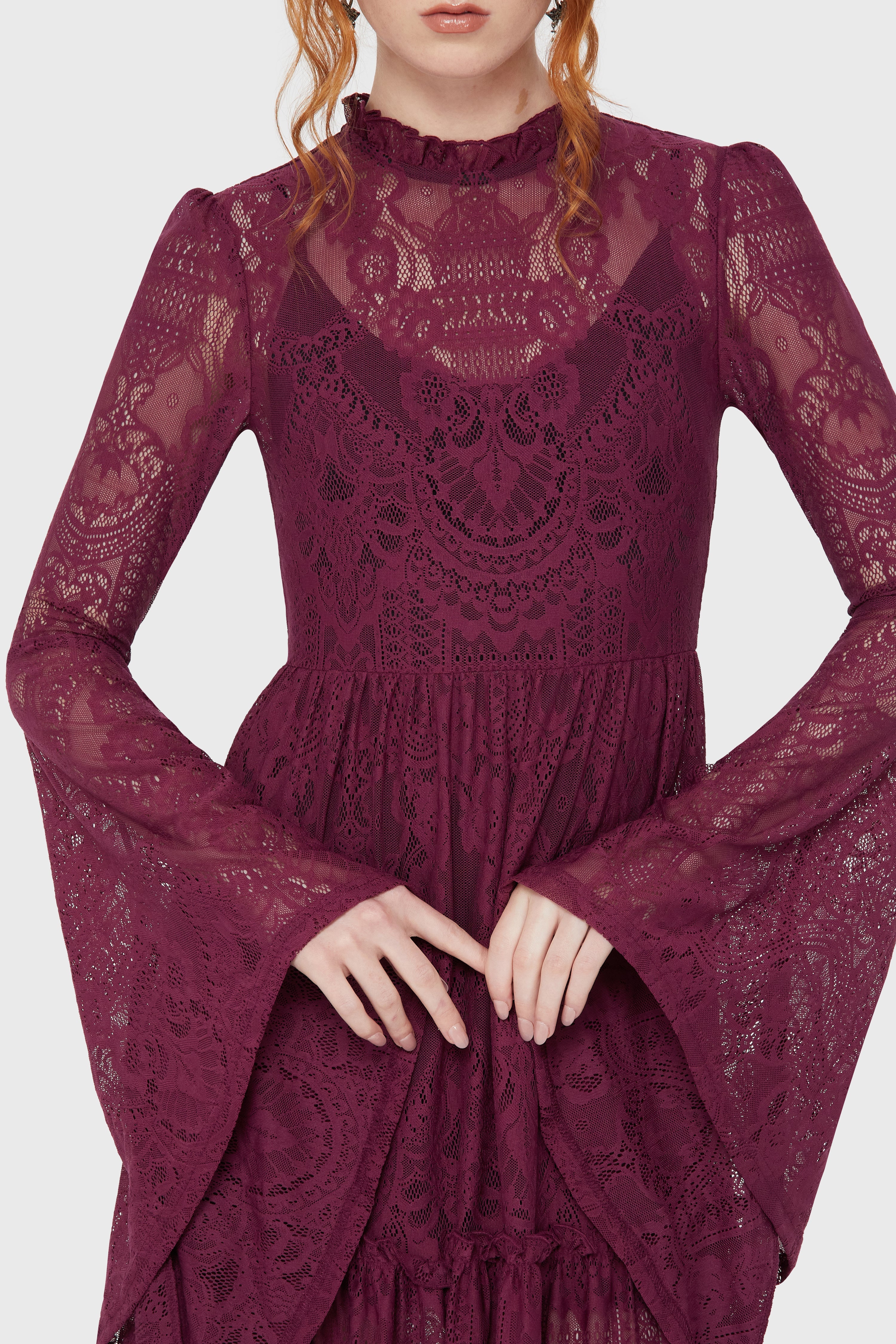 Hecate Lace Maxi Dress Plum