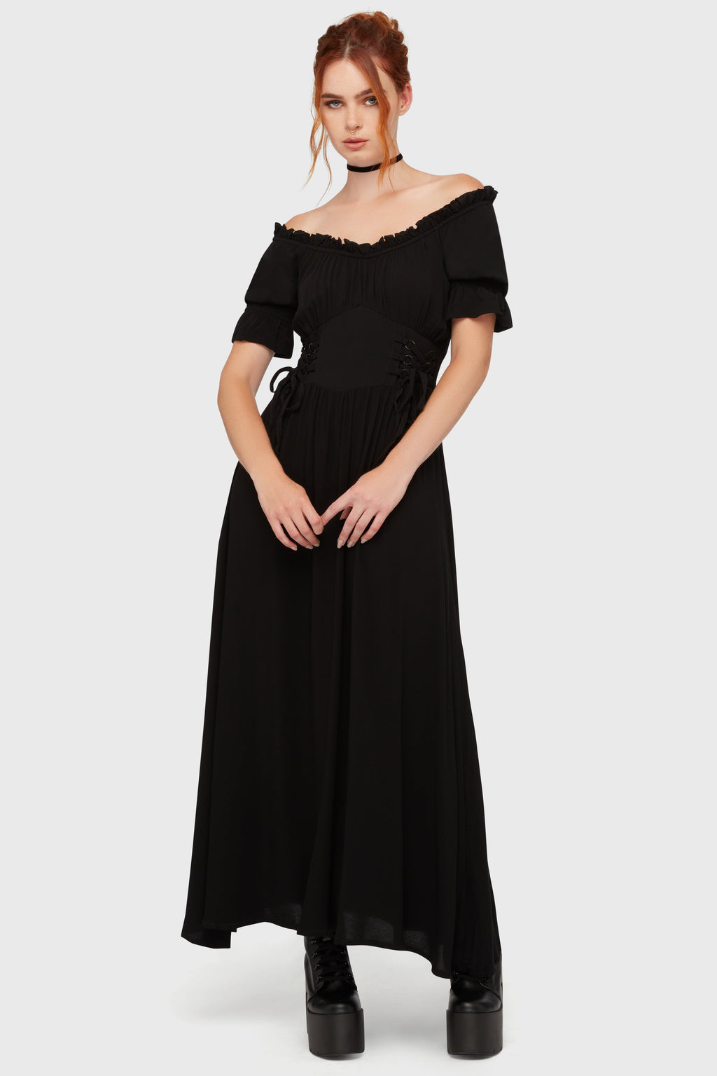 Jocasta Maxi Dress Short Sleeve BLACK