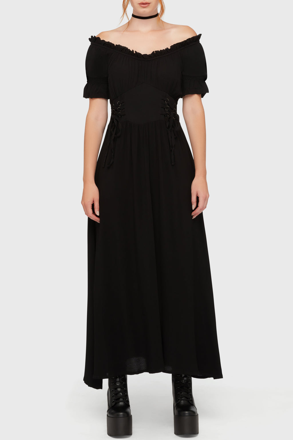 Jocasta Maxi Dress Short Sleeve BLACK