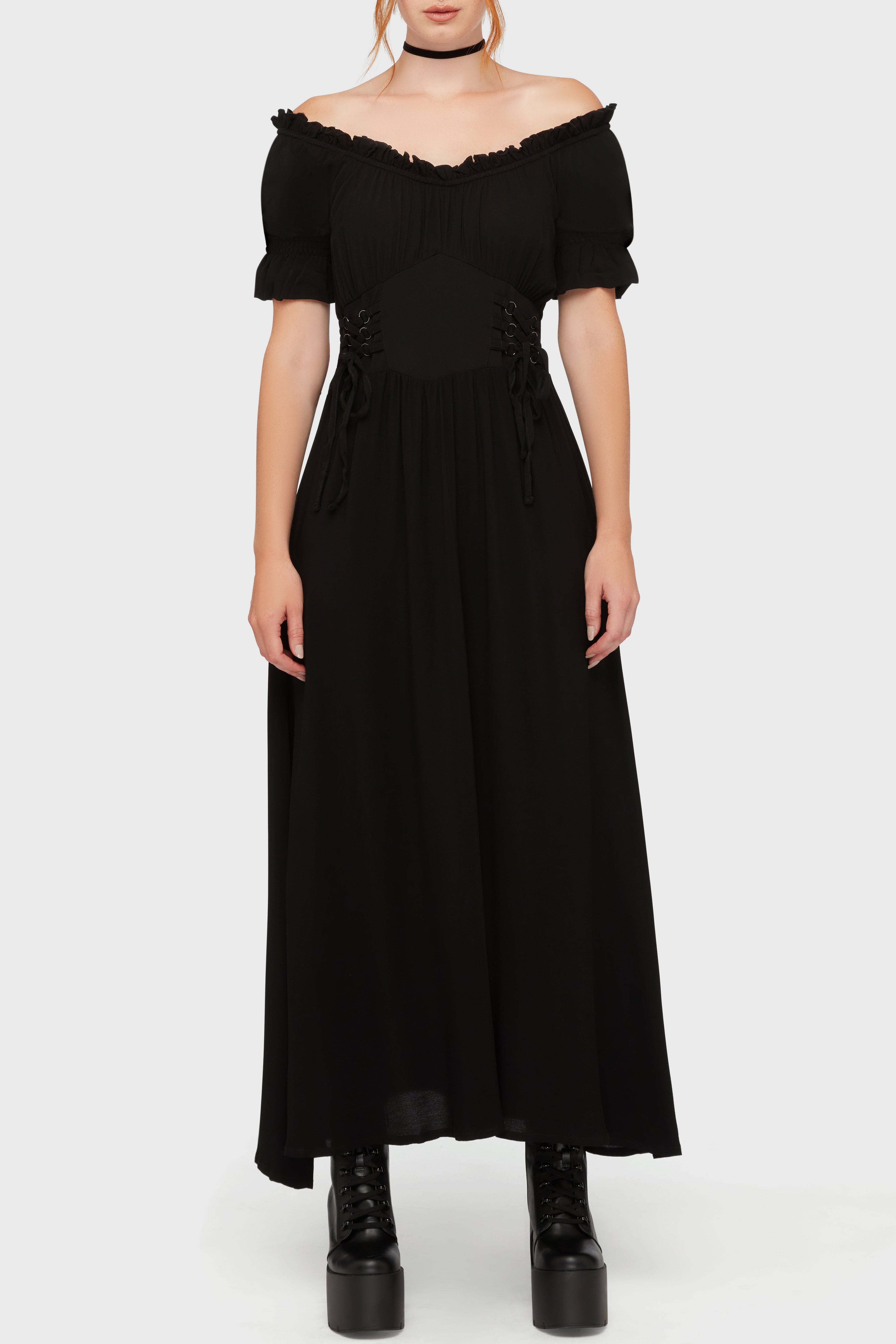 Jocasta Maxi Dress Short Sleeve BLACK