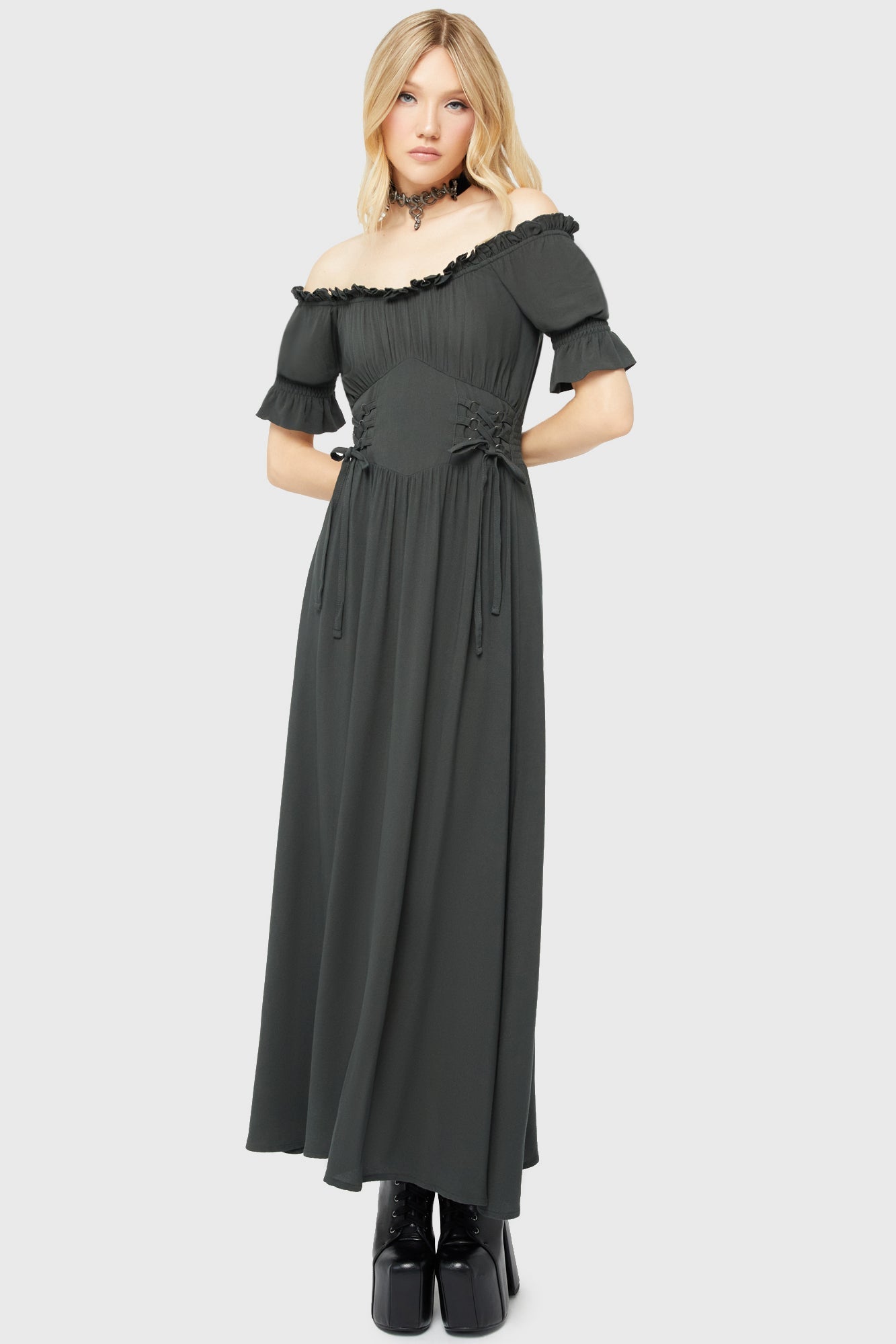 Jocasta Maxi Dress Short Sleeve GREEN