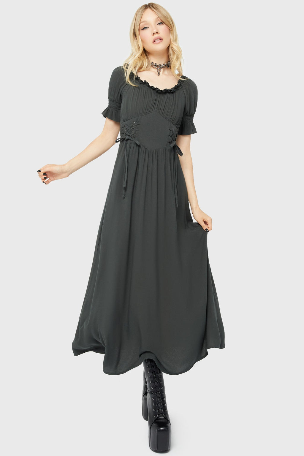 Jocasta Maxi Dress Short Sleeve GREEN