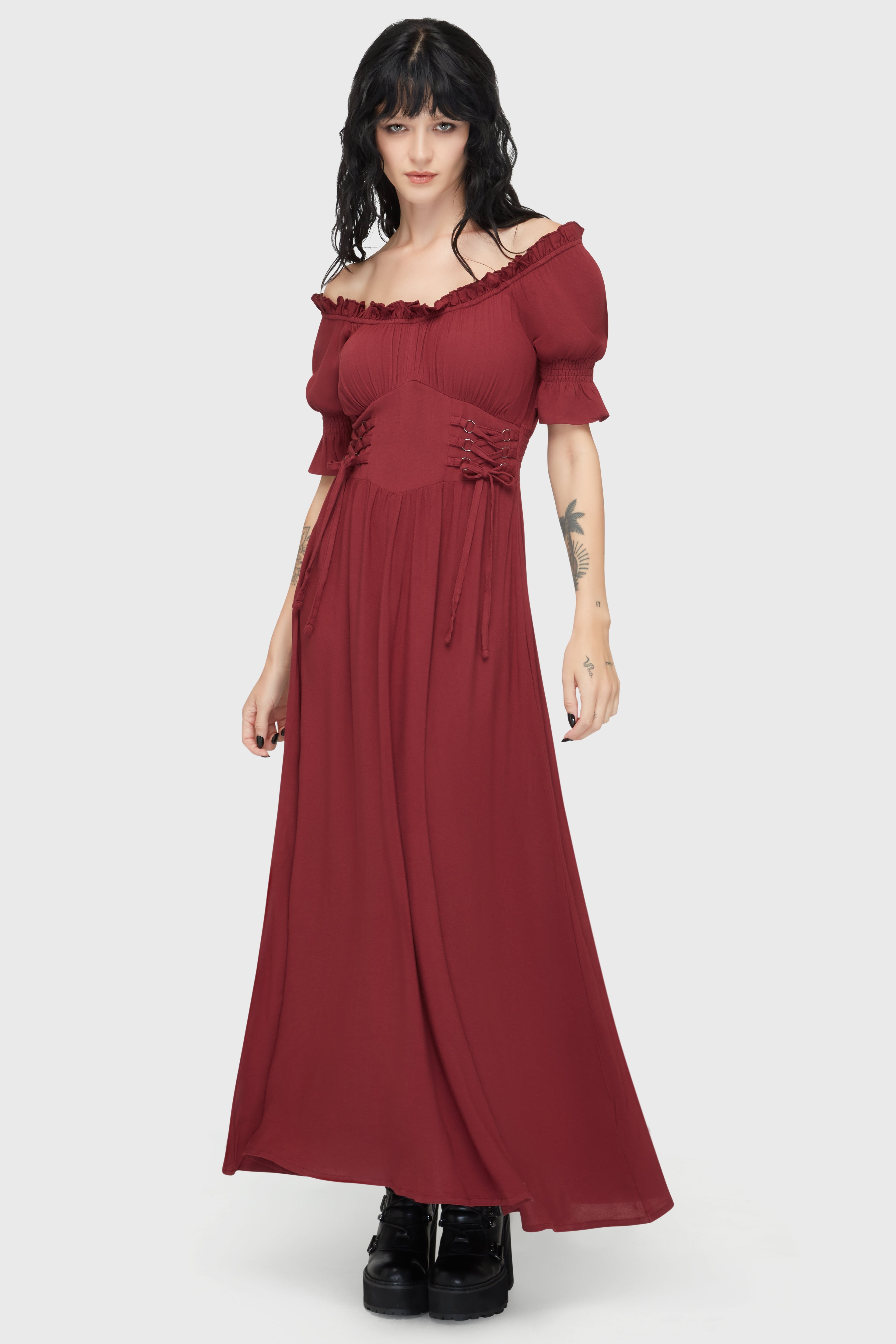 Jocasta Maxi Dress Short Sleeve RED