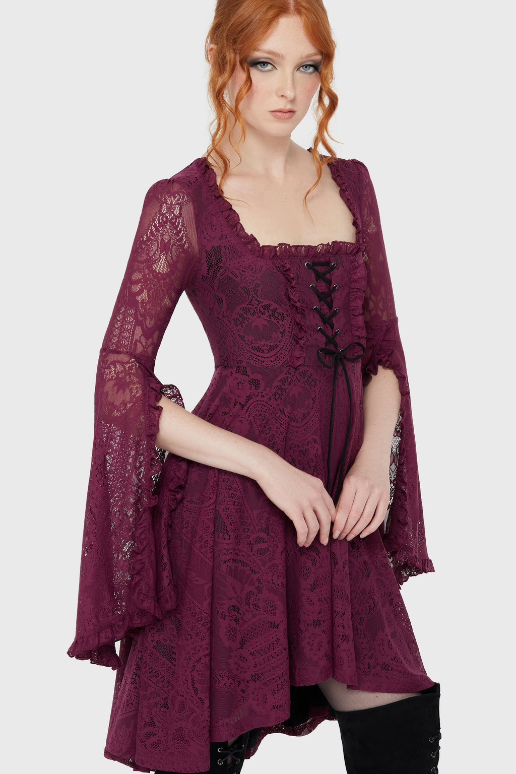 Killing Kisses Lace Maiden Dress Plum