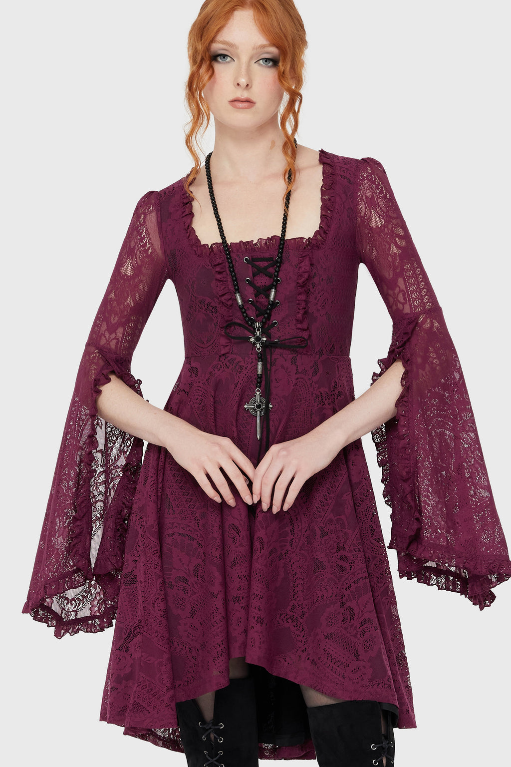 Killing Kisses Lace Maiden Dress Plum