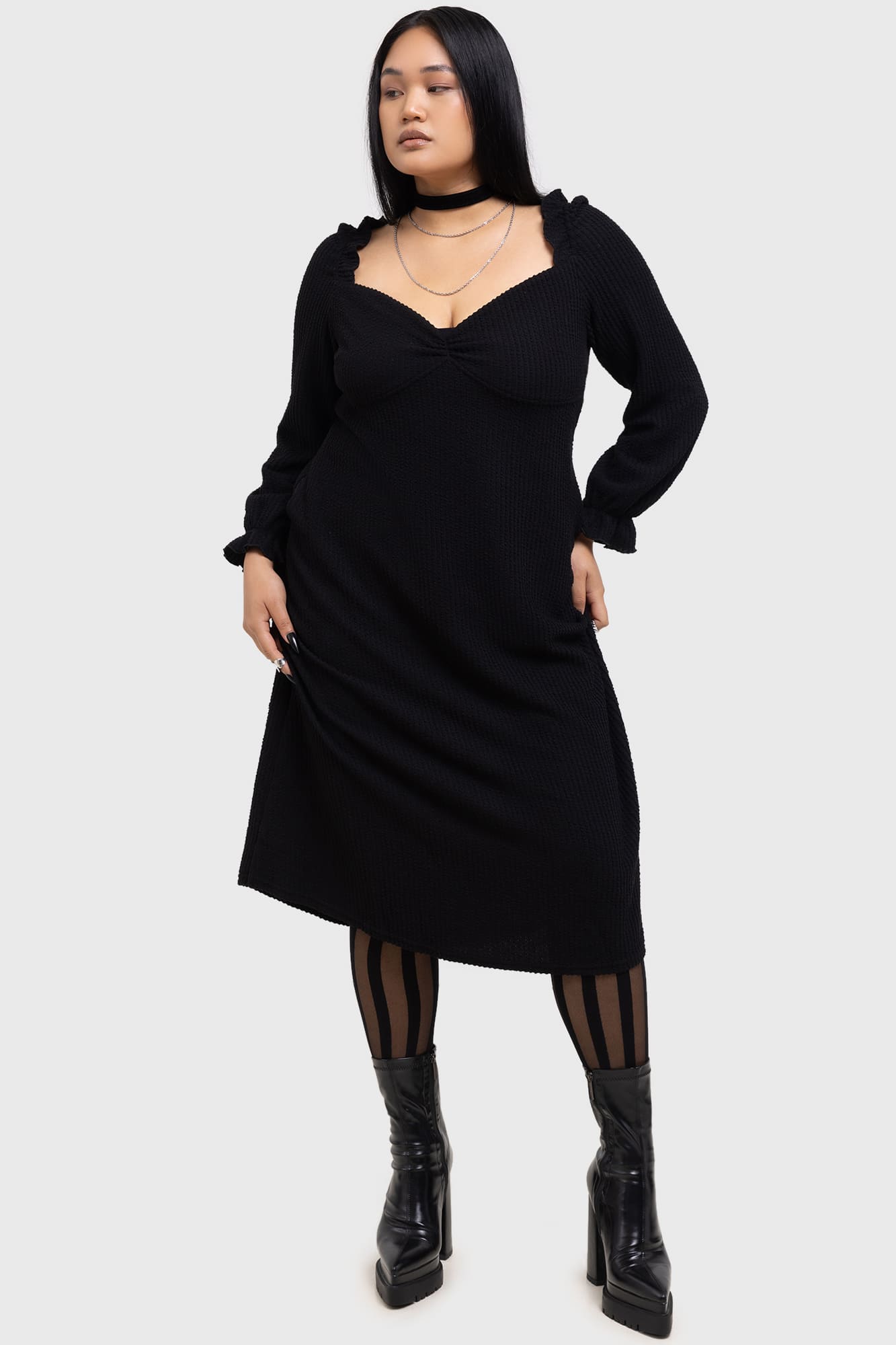 Shadow Weave Midi Dress