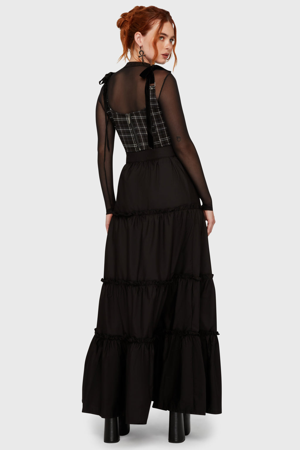 Tartan Flora Corset Top GREY