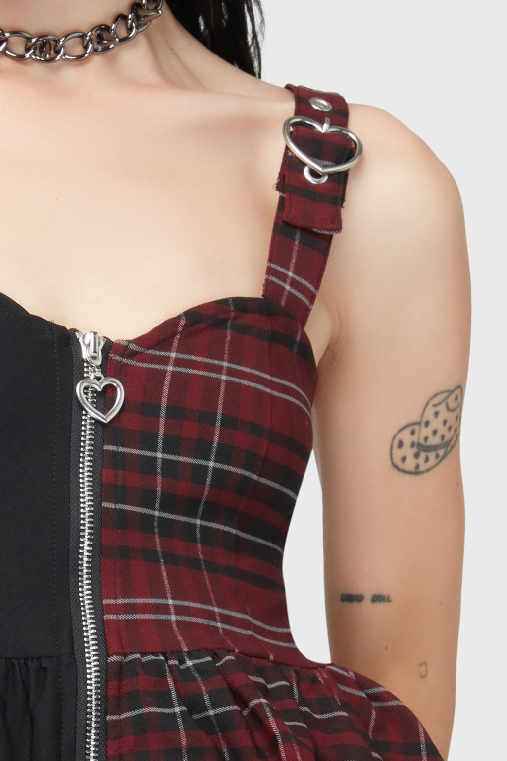 Tartan Marie Zip Dress BURGUNDY