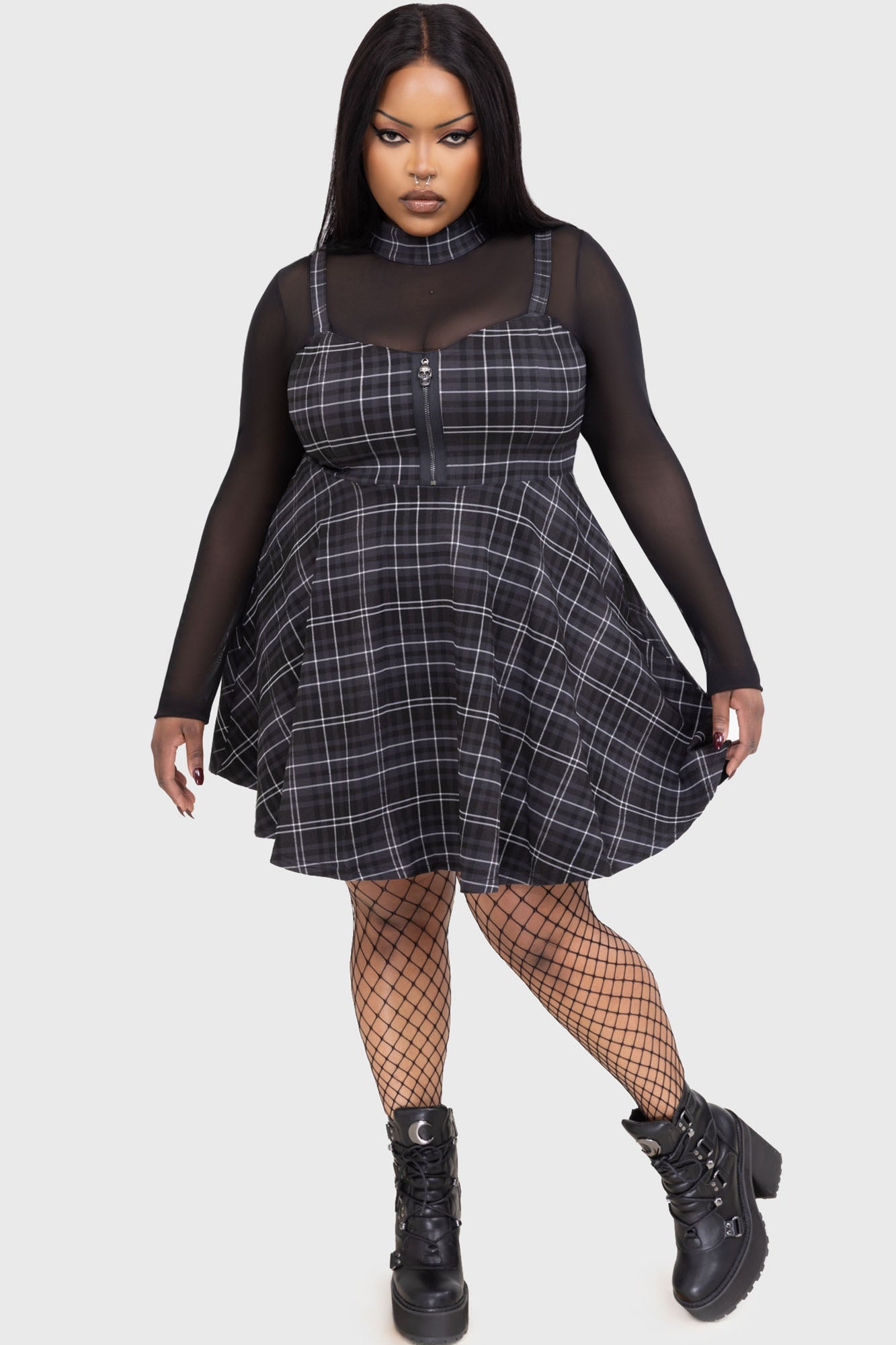 Tartan Riot Dress GREY