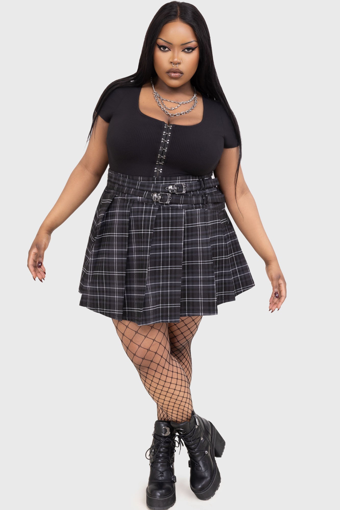 Tartan Riot Skirt GREY