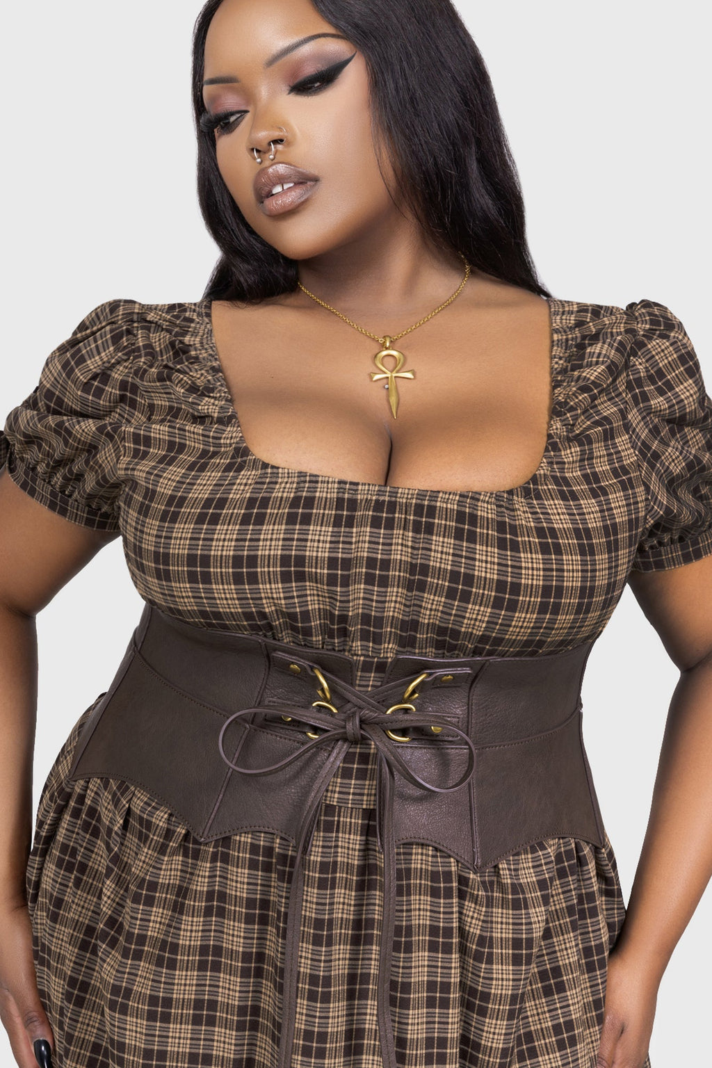 Wetland Bat Peplum Corset BROWN