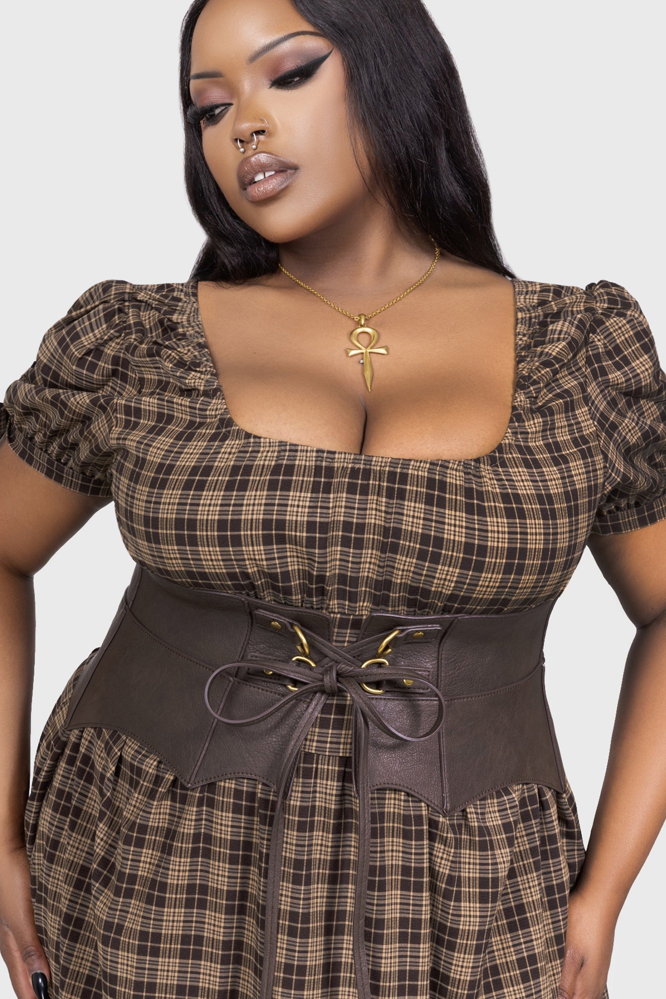 Wetland Bat Peplum Corset BROWN